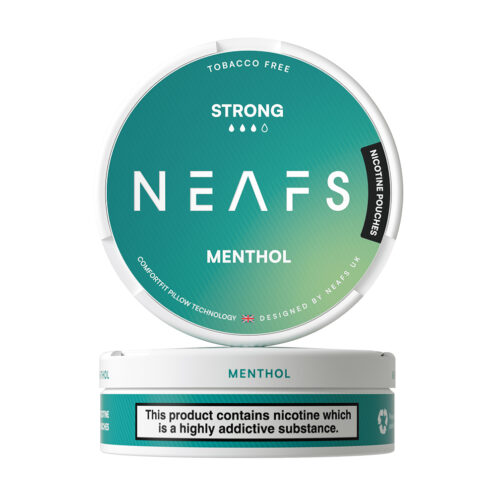 A stacked can of Neaf Nicotine pouches ( Menthol Strong)